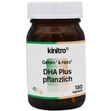 KINITRO DHA Plus herbal, veganes Nahrungsergänzungsmittel mit Omega-3-Fettsäuren aus marinen Mikroalgen, 250 mg DHA und 125 mg EPA in 2 Kapseln, Alternative zu Omega-3 aus Fisch, 180 Kapseln