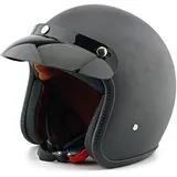 Jethelm Visier Helm Bike Herren Leder Motorrad Helm Retro Chopper Roller Cafe Racer Moto Helm