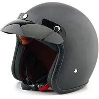 Jethelm Visier Helm Bike Herren Leder Motorrad Helm Retro Chopper Roller Cafe Racer Moto Helm