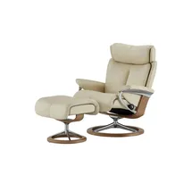 Stressless Relaxsessel Leder 91 x 112 x 84 cm creme mit Hocker