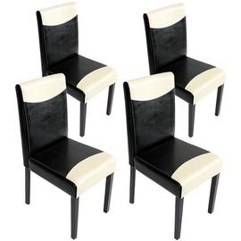 MCW 4er-Set Esszimmerstuhl Stuhl Küchenstuhl Littau ~ schwarz-weiß, dunkle Beine