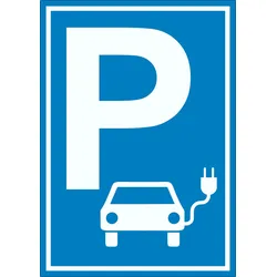 Parkplatz Elektrofahrzeug Aufkleber A4 (210x297mm)