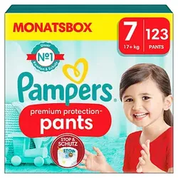 Pampers® Windeln premium protectionTM Monatsbox Größe Gr.7 (17+ kg) für Kids und Teens (4-12 Jahre), 123 St.