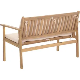 MCW Garten-Garnitur MCW-O19, Lounge-Set Sitzgruppe Bank Sessel Tisch, Holz Akazie MVG Stoff/Textil (180g/m2) ~ Kissen beige