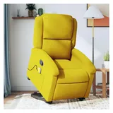 vidaXL Massagesessel mit Aufstehhilfe Samt 144,5 x 82 x 0 cm Gelb mit Fernbedienung