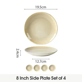 JIWOO Dessertteller Ø19,5 cm Braun 4er Set