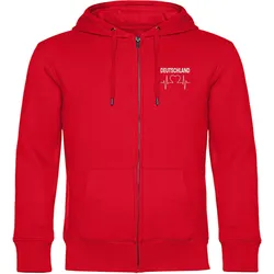 multifanshop Kapuzen Sweatshirt Jacke - Deutschland - Herzschlag - Druck weiß - Sweat