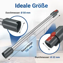 Vioks Staubsaugerrohr passend wie Dyson 967477-02 Teleskopstange für V8 SV10 Staubsauger - Silber