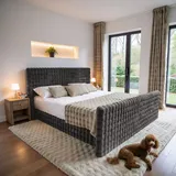 Kaiser Möbel Boxspringbett mit bettkasten, matratze, topper, BLANKET stoff Bubble 140x200 cm Graphit