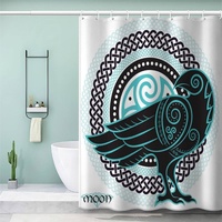 BUMIYA Duschvorhang, Anti-Schimmel Textil Waschbar Wikinger-Mythologie Anti-Bakteriel Badvorhänge Odin Rabe 3D Wasserdicht Duschvorhänge für Badezimmer (240 x 200 cm)