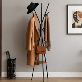 Relaxdays Garderobenständer Baumform 182 x 41 x 38 cm Schwarz