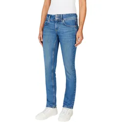 Slim-fit-Jeans PEPE JEANS "SLIM JEANS LW", Damen, Gr. 30, Länge 34, blau (medium blau wiser wash), Denim/Jeans, Obermaterial: 99% Baumwolle, 1% Elasthan, casual, slim fit, Jeans