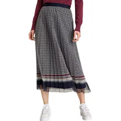 DELMAO Damen Rock stylischer Maxi-Rock Plissee-Rock mit Falten 60748663 Blau/Rot - 34