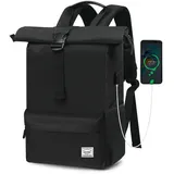 TAN.TOMI Rucksack Damen Groß & Rucksack Herren, Laptop Rucksack Damen, Unisex Tagesrucksäcke Rolltop Rucksack Wasserdicht, Reiserucksack Lässiger Backpack Schule Freizeit Uni Arbeit Wandern