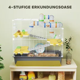 PawHut Kleintierkäfig 4 Etagen 78 x 45 x 73 cm Grau