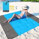 Huhemy Stranddecke 200x210cm Strandmatte wasserdichte,Stranddecke Sandfrei,Ultraleicht, Tragbar Picknickdecke,Schnelltrocknend Sandfrei.Strand Decke Für Park BBQ,Strand,Reisen etc. (Blau)