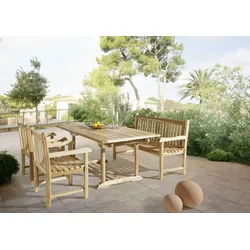 Gartenmöbel Set 4tlg mit Bank Teak Gartentisch ausziehbar 180-240 cm KUBA/CARACAS