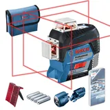 Bosch Linienlaser GLL 3-80 C mit 4 x 1,5-V-LR6-(AA)-Batterien Akku-Adapter
