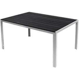 INDA-EXCLUSIV Gartentisch 180 x 90 x 74 cm Silber/Schwarz