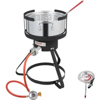 Vevor Fisch Fritteuse Flügelfritteuse 9,35 L Propan-Fischfritteusen-Set aus Aluminium, Meeresfrüchte-Topf Outdoor mit Thermometer, Siebkorb und 54.000 BTU Propanbrennern, zum Kochen im Freien