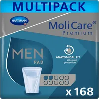 MoliCare Premium MEN PAD, Inkontinenz-Einlage für Männer bei Blasenschwäche, v-förmige Passform, 2 Tropfen, 12x14 Stück