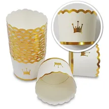 Frau Wundervoll Frau WUNDERVoll® 50 Muffin BACKFORMEN Krone Gold Durchmesser 6,1 cm/Muffinbackform, Muffinform, Backformen, Backförmchen, Cupcake Formen, Muffin Förmchen Papier