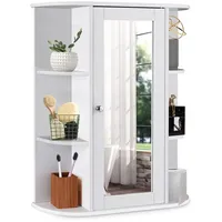 Goplus Spiegelschrank, Badezimmerspiegel mit Ablagen, Wandschrank mit Spiegel, Badezimmerspiegelschrank,
