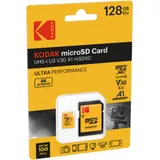 Kodak Ultra microSD-Speicherkarte, 128 GB, UHS-I U3 V30 A1, Lesegeschwindigkeit bis zu 95 MB/s und Schreibgeschwindigkeit bis 40 MB/s, inkl. SD Adapter
