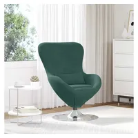 vidaXL Eiersessel Dunkelgrün Samt 63 x 90 x 73 cm Grün mit Rollen