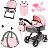 Bayer Kombi-Puppenwagen Xeo Deluxe, rosa, (Set) rosa