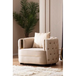 JVmoebel Chesterfield-Sessel Wohnzimmer Luxus Sessel Moderne Einsitzer Design Chesterfield 1er weiß