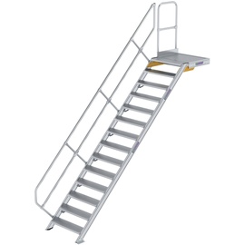 Günzburger Treppe mit Plattform 45° inkl. einen Handlauf, 800mm Stufenbreite, 14 Stufen