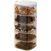 Durchsichtige Gewürztöpfe, durchsichtige Gewürzbox, Gewürzregal, Gewürztöpfe, Zuckerdose, Versiegelte, durchsichtige, stapelbare Gewürztöpfe, Zuckerdose für Kardamom, Zimt, Nelken, Muskatnuss