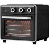 HOMCOM Minibackofen mit Umluft 20L Mini Ofen mit Backblech, Grillrost und Krümelblech, 90 °C-230 °C Heißluftfritteuse mit 5 Modi, Frittierkorb, 60 Min. Timer, 1400W, Metall   Aosom