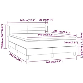vidaXL Boxspringbett mit Matratze Hellgrau 140x200 cm Samt