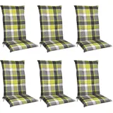 Beautissu Hochlehner Auflage 120 x 50 x 6 cm grün kariert 6-tlg.