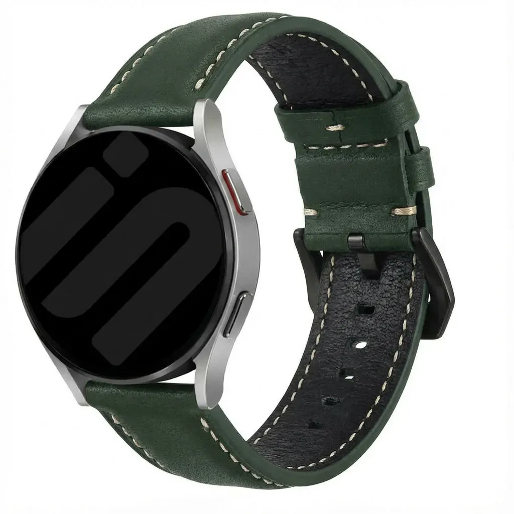 Strap-it Mobvoi TicWatch Pro 5 Enduro Armband Leder für Mobvoi TicWatch Pro 5 Enduro - Grün - Schnallenverschluss