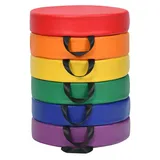 Costway 6er Set Kinder Stuhlkissen Rund mit Griff & Reißverschluss Bodenkissen Sitzkissen Sitzerhöhung Hauptkissen für Kinderzimmer & Kindergarten Bunt - Bunt