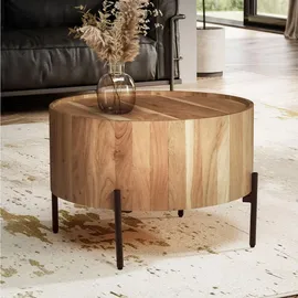 KADIMA DESIGN Couchtisch Akazie Holz, Echtholz,Akazie, Rund,Rund, Stativgestell, 60x41x60 cm Wohnzimmer, Wohnzimmertische, Couchtische