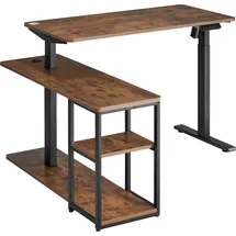 Ergo Office Höhenverstellbarer elektrischer Schreibtisch , max. Höhe 121cm, max. 70 kg, mit Tischplatte, rustikal braun, ER-450 - Braun/Schwarz