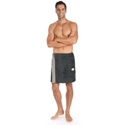Kilt EGERIA "Ben, ideal für Sauna & Spa", grau (anthrazit), L:47cm, Walkfrottee, Hausmäntel, mit Streifen-Akzent