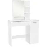 ML-Design Schminktisch mit Hocker & Spiegel 90x38x138 cm, Weiß, Frisiertisch mit Schublade, moderner Kosmetiktisch Frisierkommode Make-up Tisch