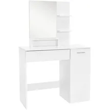 ML-Design Schminktisch mit Hocker & Spiegel 90x38x138 cm, Weiß, Frisiertisch mit Schublade, moderner Kosmetiktisch Frisierkommode Make-up Tisch