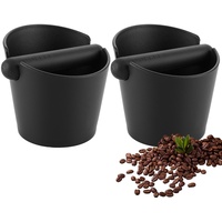 MUXHEL 2 Stück Abklopfbehälter für Kaffeesatz, 10 x 12.2 x 12.4cm Abschlagbehälter mit Klopfstange, Espresso Knock Box für Siebträger Zubehör, Abschlagbox für Dein Barista Zubehör