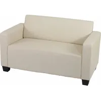 HHG - Modular 2er Sofa Couch Moncalieri Loungesofa Kunstleder 136cm creme