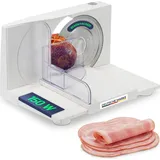 sommertal Allesschneider AS170 150W Edelstahlmesser mit Wellenschliff,klappbar platzsparend elektrische Schneidemaschine Brotschneidemaschine, Profi Aufschnittmaschine Weiß