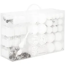 SPRINGOS Weihnachtskugeln 101 Stück, weiß mit Spitze, verschiedene Muster