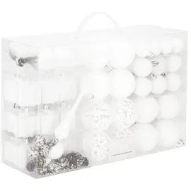 SPRINGOS Weihnachtskugeln 101 Stück, weiß mit Spitze, verschiedene Muster