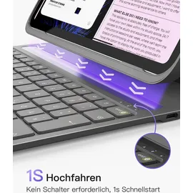 Inateck iPad 10 Generation Hülle mit Tastatur für iPad 11 Gen. A16 2025 11 Zoll, Air 11 Zoll M3/M2 (2025/2024),Air 5/4, Pro 11 4/3/2/1,QWERTZ,Ultraleichte Tastatur mit Stifthalter,AirTap BK2007