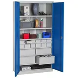 Werkstattschränke - 14 Schubladen und 6 Regale - RAL 7035 - W030090018-GCGC